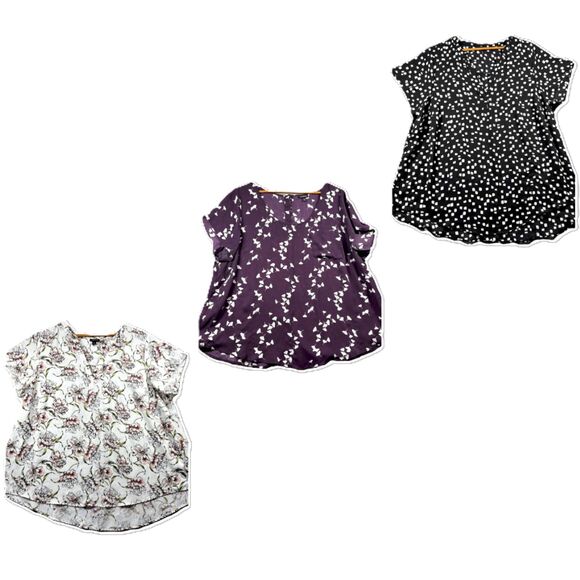 Torrid Blouse Top LOT Harper Floral Print Purple Black White Size 2X 2 G317 - Picture 1 of 13